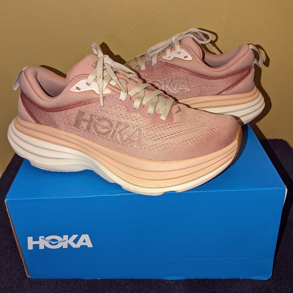 Hoka Women's Sneakers in Pink and Cream - Picture 2 of 9